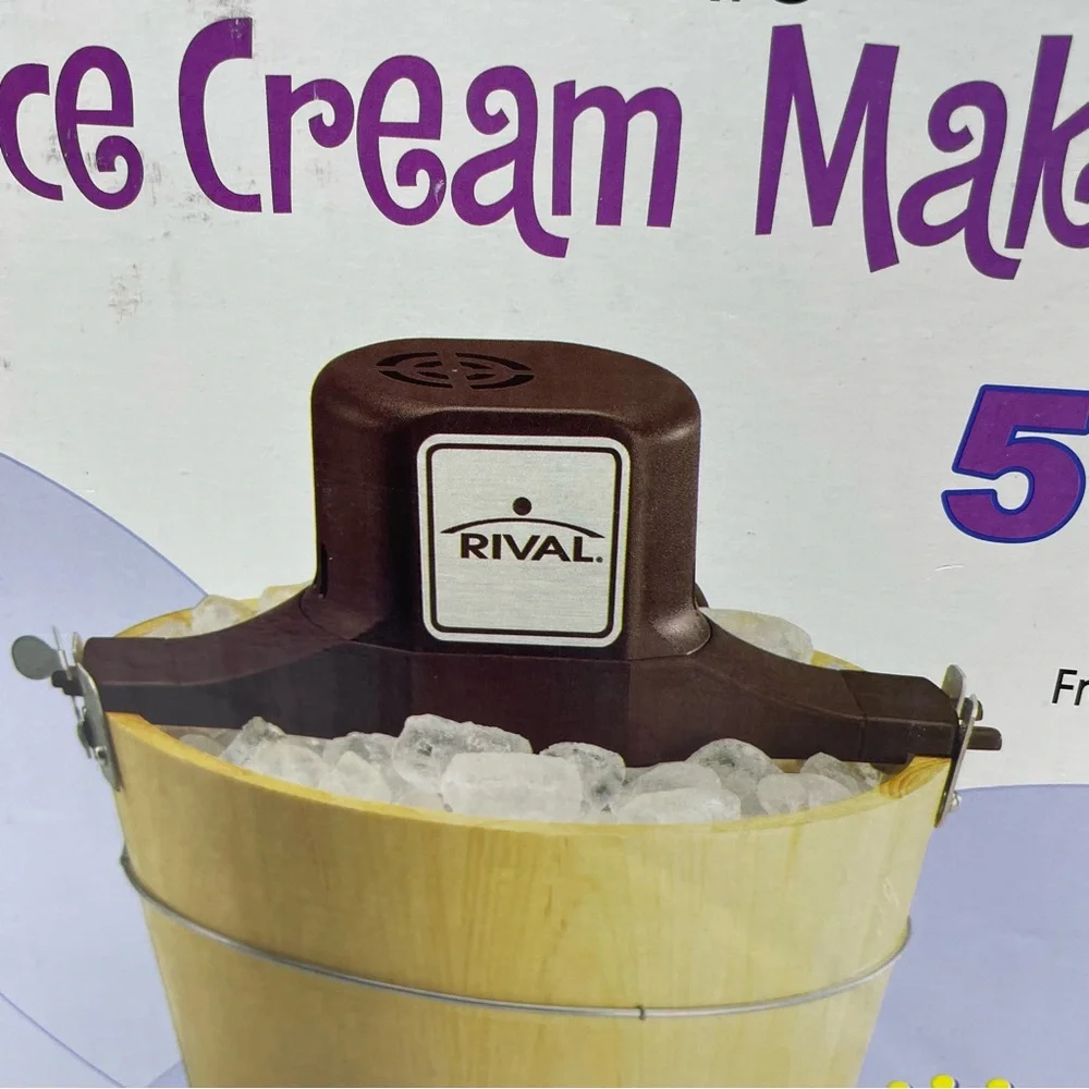 Rival Ice Cream Maker Select 8550 X 5‎ QT 40 Servings Machine Wood Bucket summer